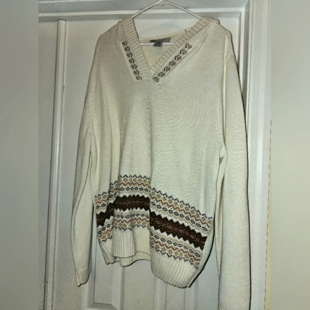 NEW WOMAN SAG HARBOR LONG SLEEVE SWEATER WITH HOOD PLUS SIZE: XLARGE